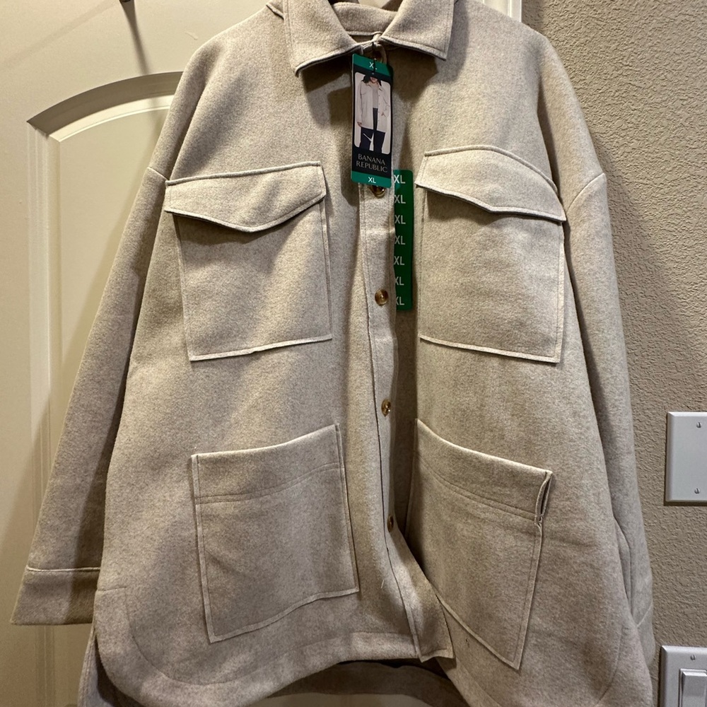 NWT Beige Oversized Jacket with Pockets